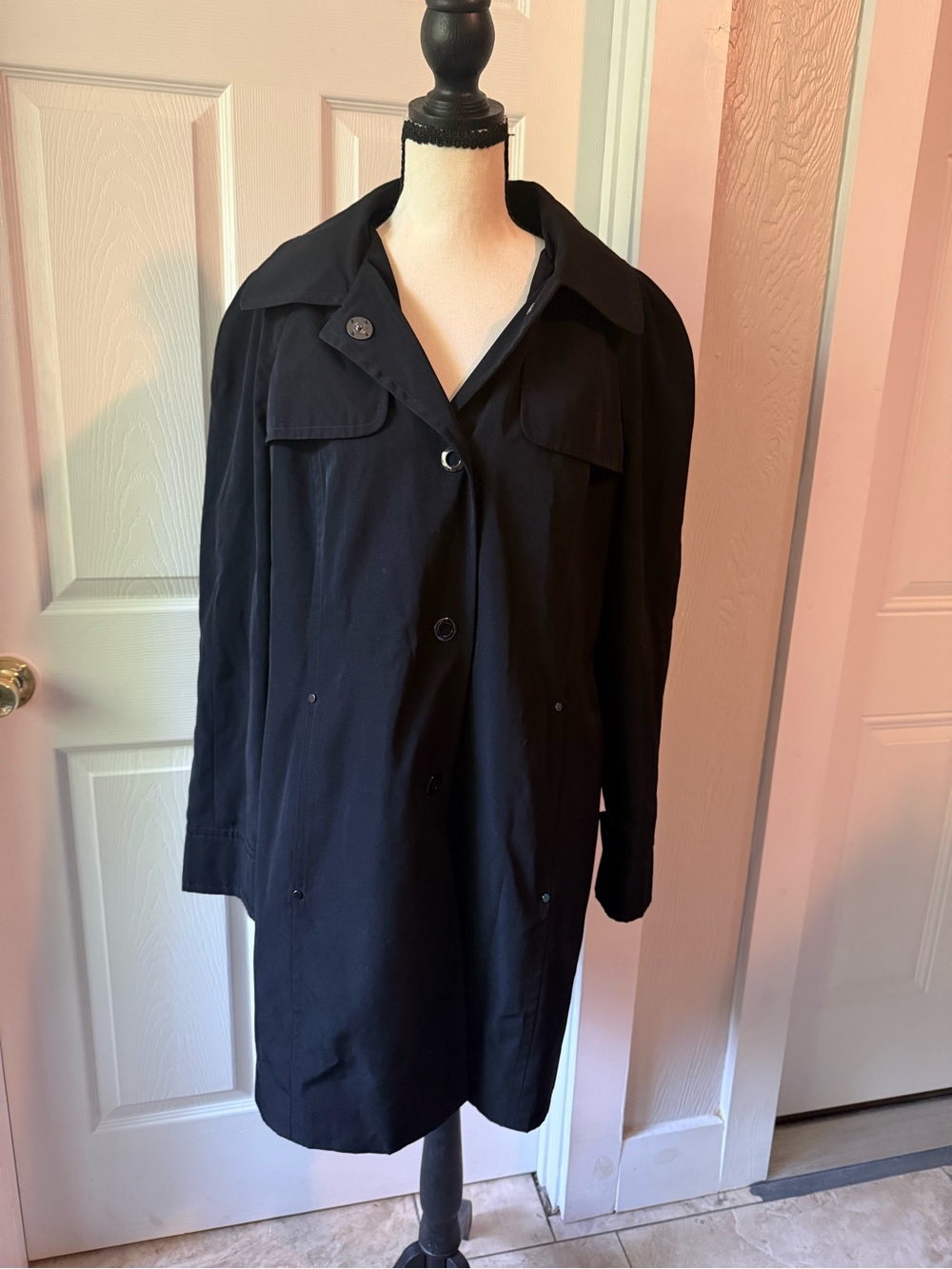 London Fog Black Jacket with Light Purple Lining